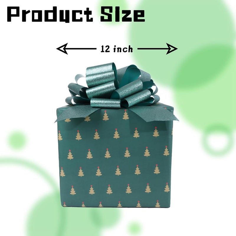 HCHENBOW 12" Large Pull Bows,2pcs Car Bows for Gift Wrapping, Christmas Party Birthday Gift Wedding Ribbon Bows for Bikes, Boxes or Flower Decorations, Valentine's Day Gift Decorations (Green) - Image 4